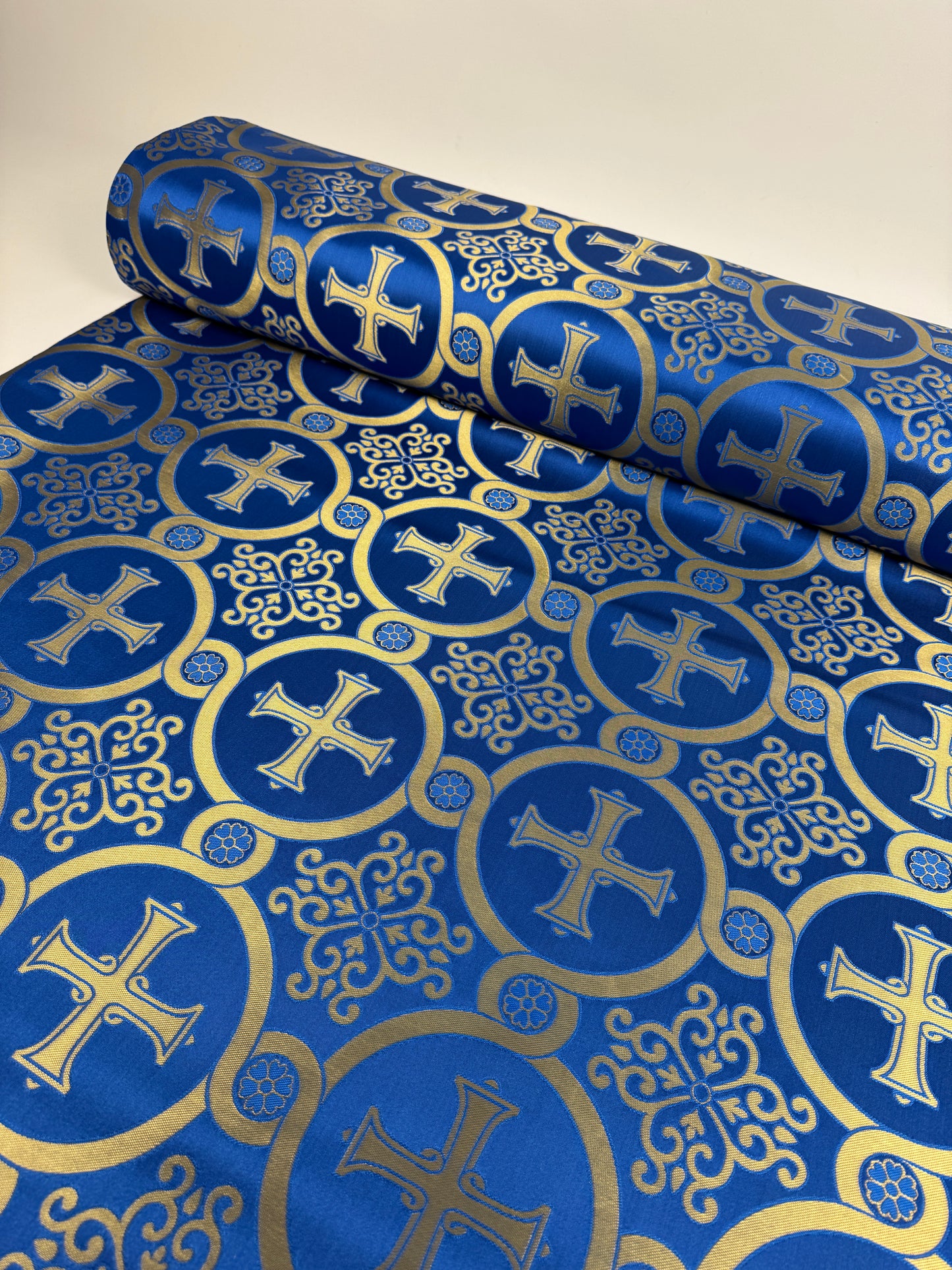 Blue fabric for vestments | Brocade for priests clothing | Liturgical fabric