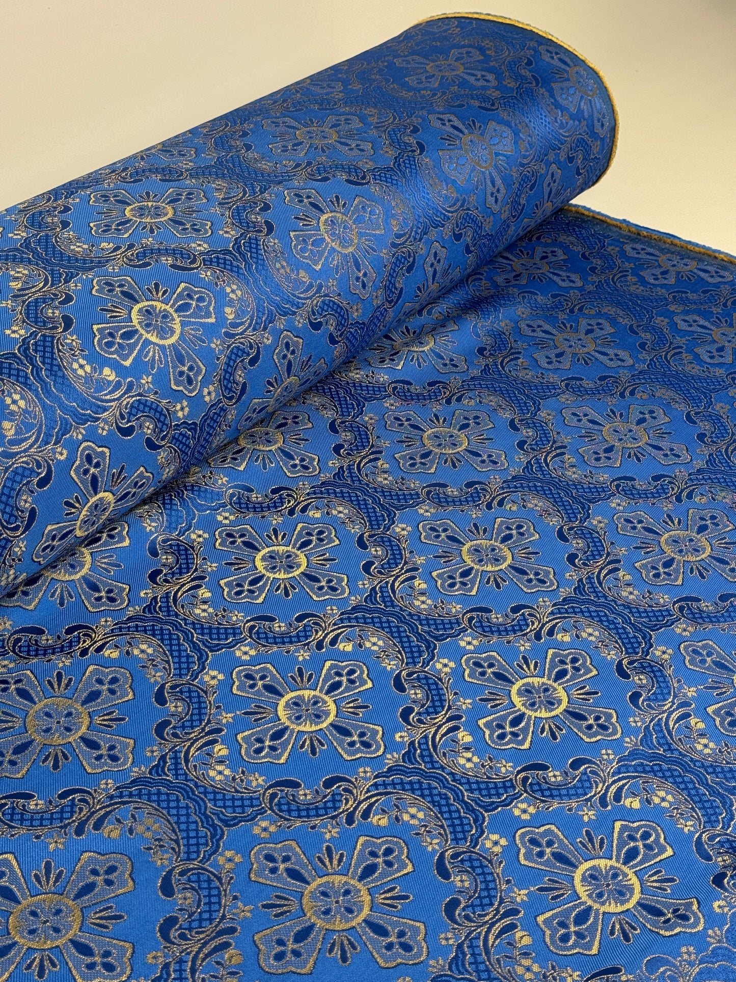 Blue fabric for vestments | Brocade for priests clothing | Liturgical fabric