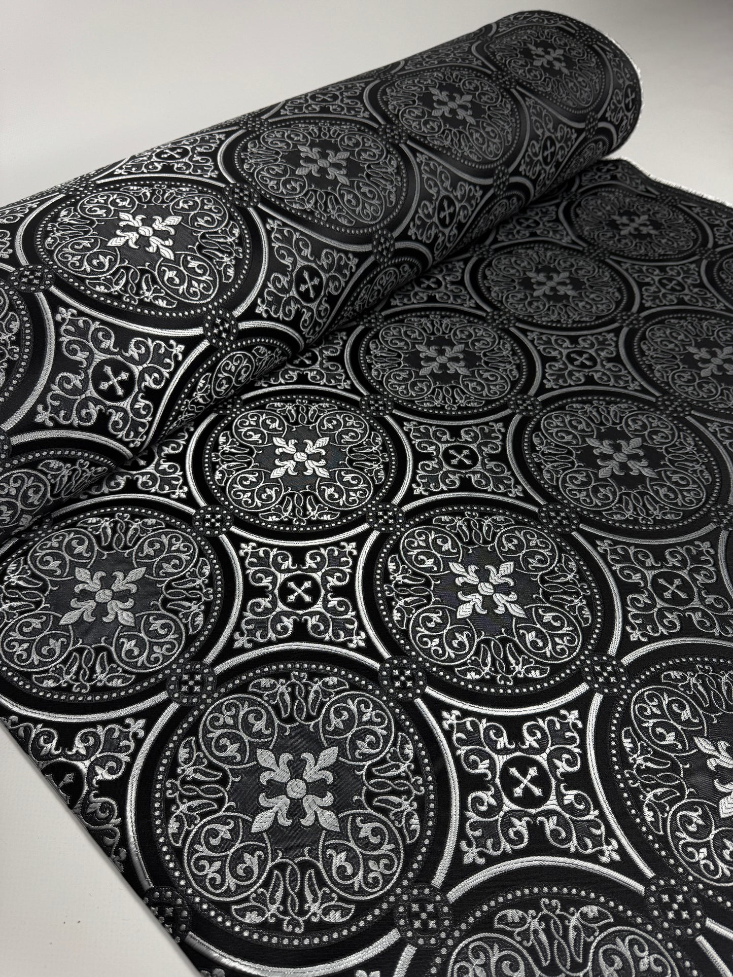 Black/Silver Liturgical fabric | Brocade