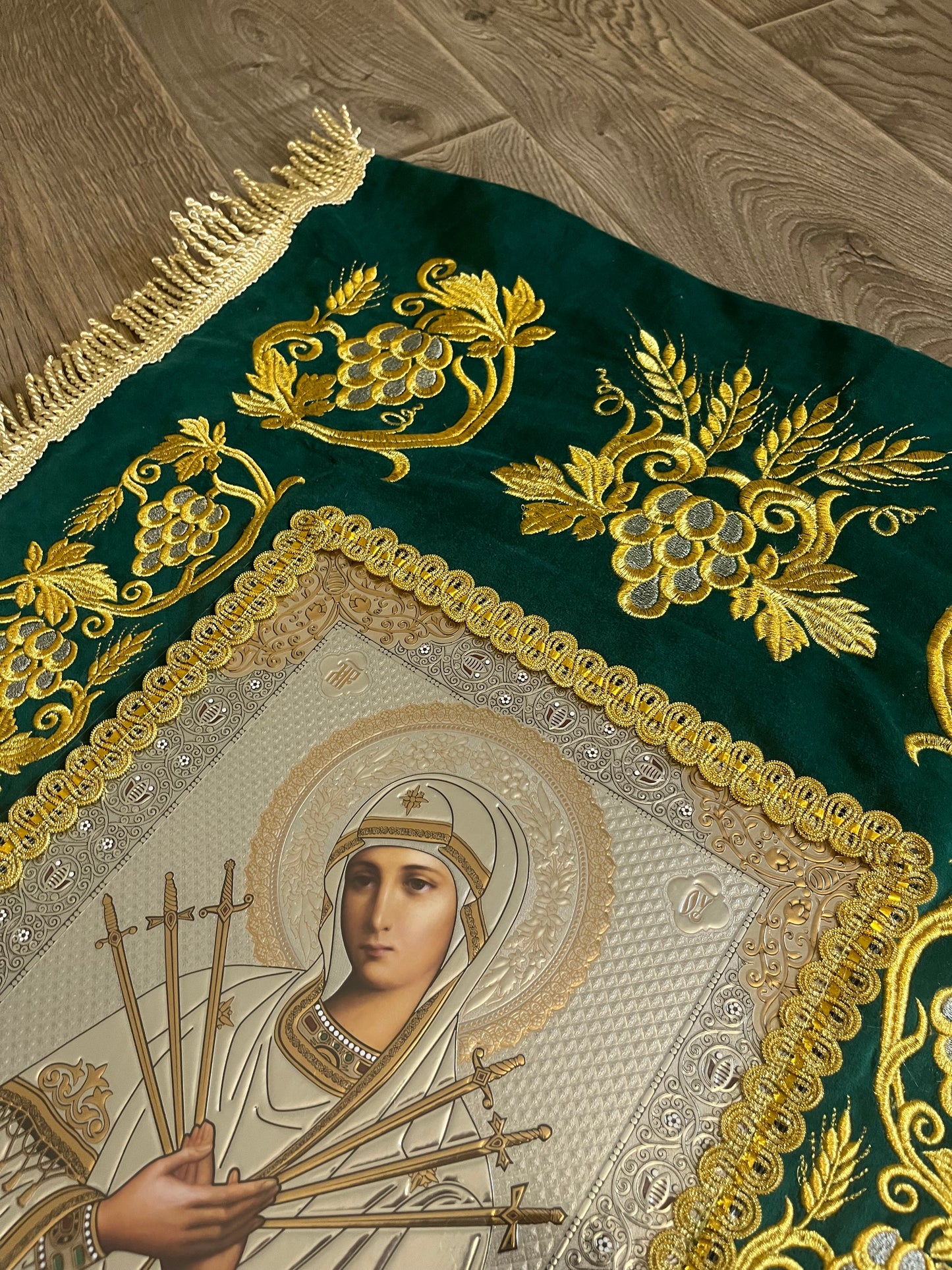 Embroidered Gonfalons of Jesus Christ and the Mother of God | Orthodox Church’s Banner | hanging flag | banner | gift for church