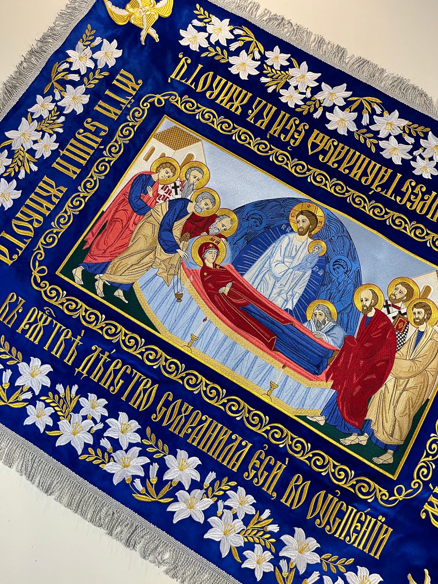 The Shroud of the Theotokos | The Burial Shroud of the Virgin Mary | Embroidered the Epitaphios of the Mother of God | a gift to the church