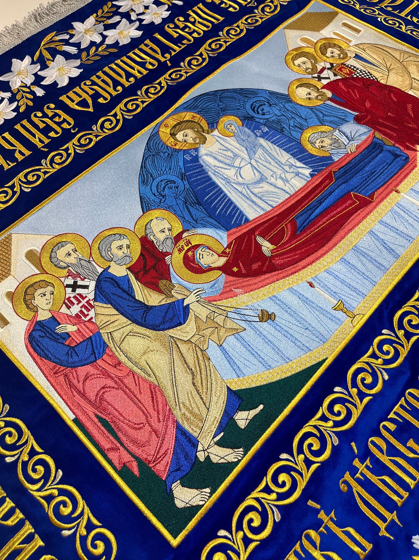 The Shroud of the Theotokos | The Burial Shroud of the Virgin Mary | Embroidered the Epitaphios of the Mother of God | a gift to the church