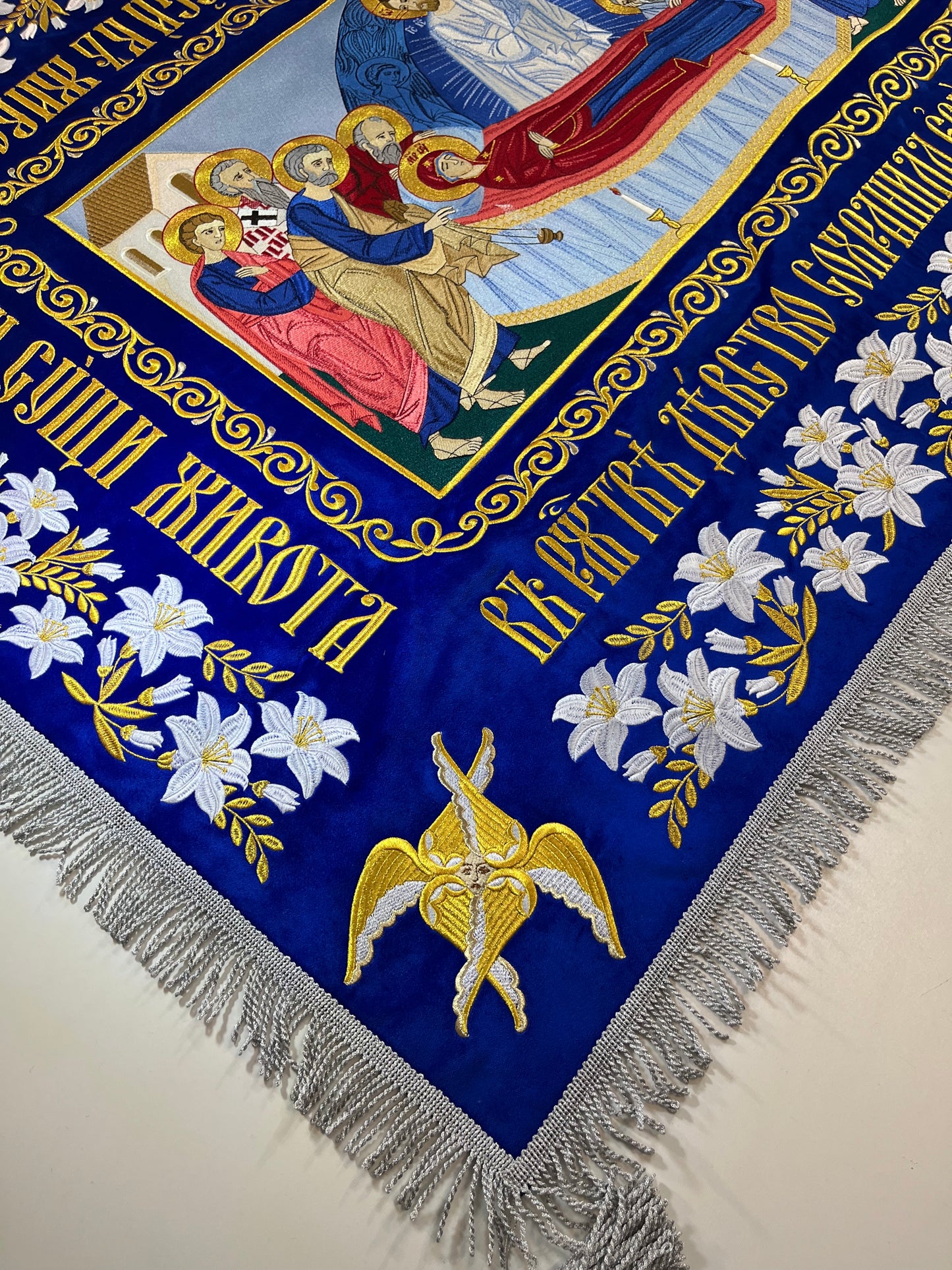 The Shroud of the Theotokos | The Burial Shroud of the Virgin Mary | Embroidered the Epitaphios of the Mother of God | a gift to the church