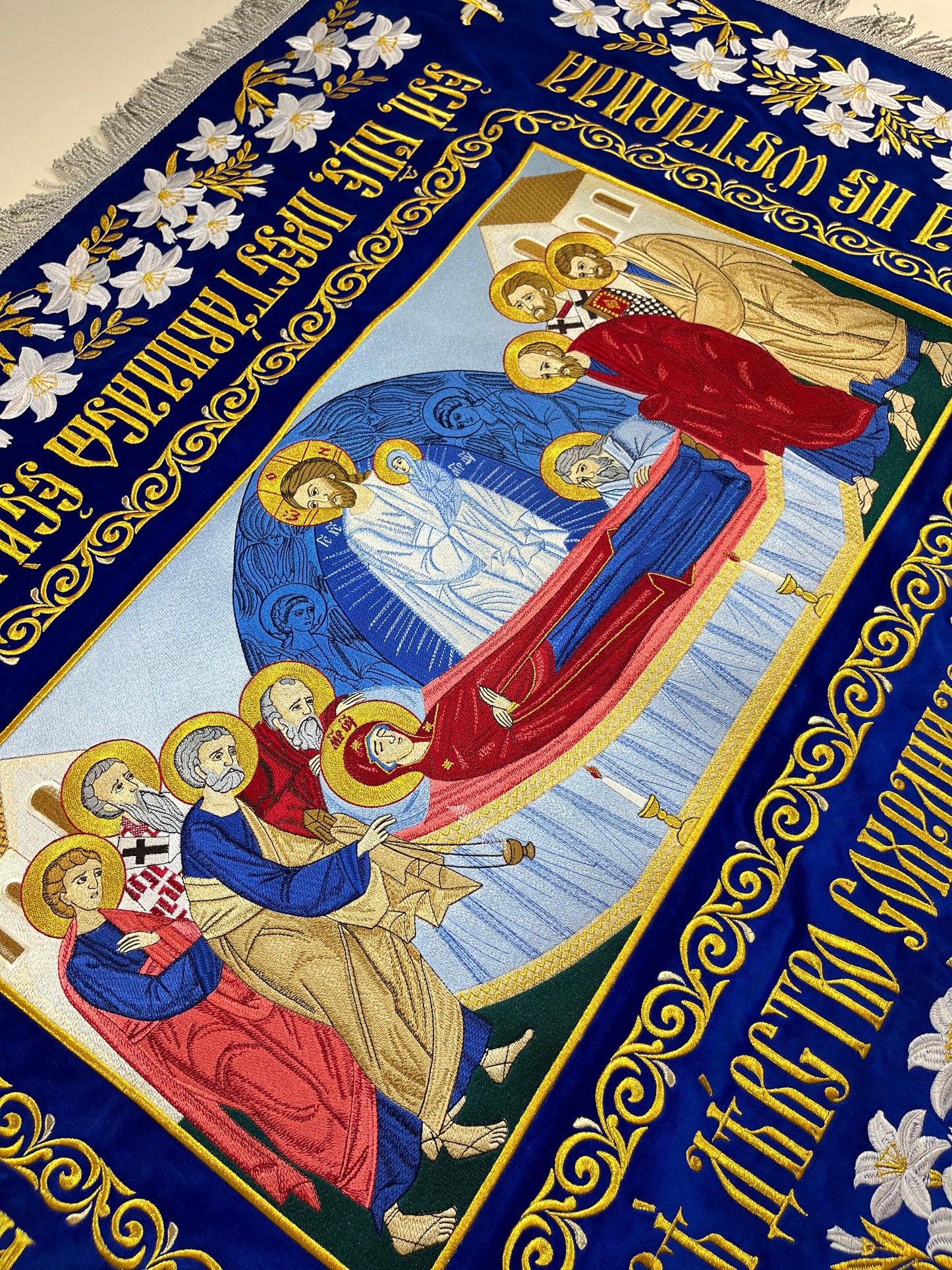 The Shroud of the Theotokos | The Burial Shroud of the Virgin Mary | Embroidered the Epitaphios of the Mother of God | a gift to the church