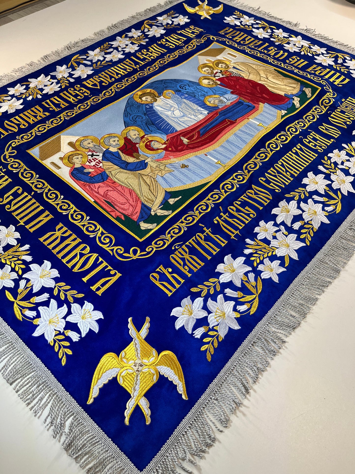 The Shroud of the Theotokos | The Burial Shroud of the Virgin Mary | Embroidered the Epitaphios of the Mother of God | a gift to the church