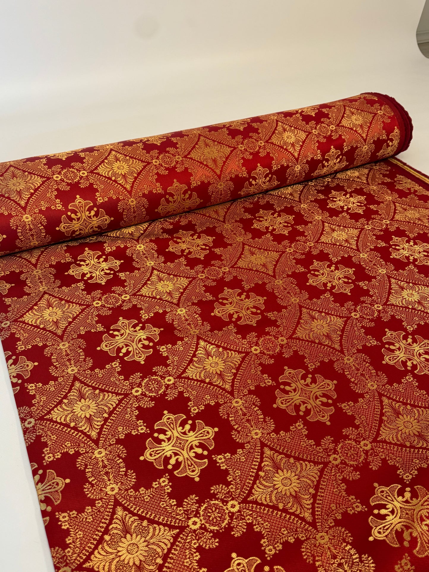 Red fabric for vestments | Brocade for priests clothing | Liturgical fabric