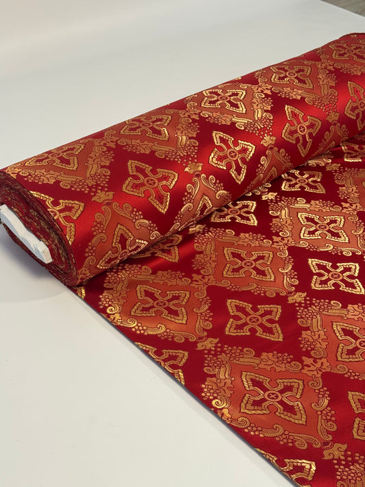 Red fabric for vestments | Brocade for priests clothing | Liturgical fabric