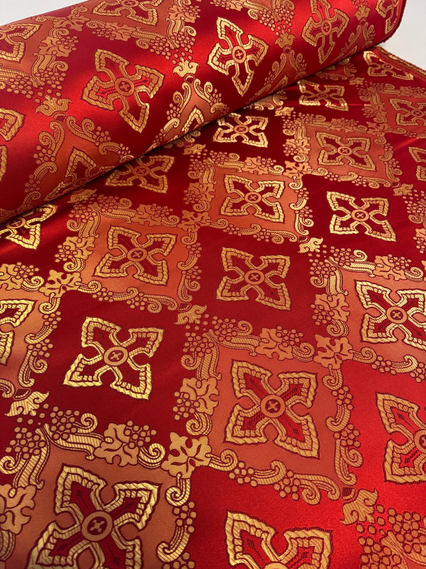 Red fabric for vestments | Brocade for priests clothing | Liturgical fabric