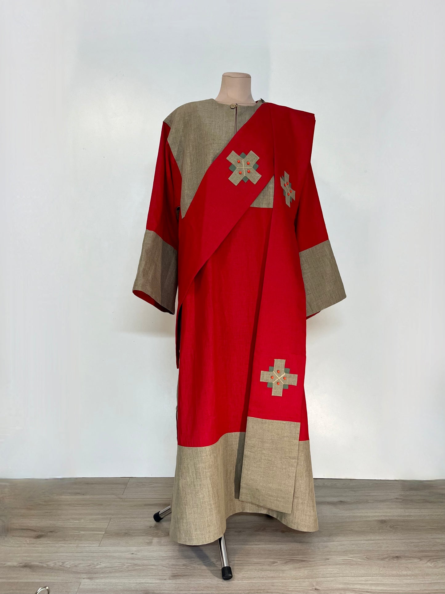 Protodeacon's sticharion made of 100% linen | Unique deacon's set of vestments | Orthodox vestments in Old Slavonic style | Linen alb
