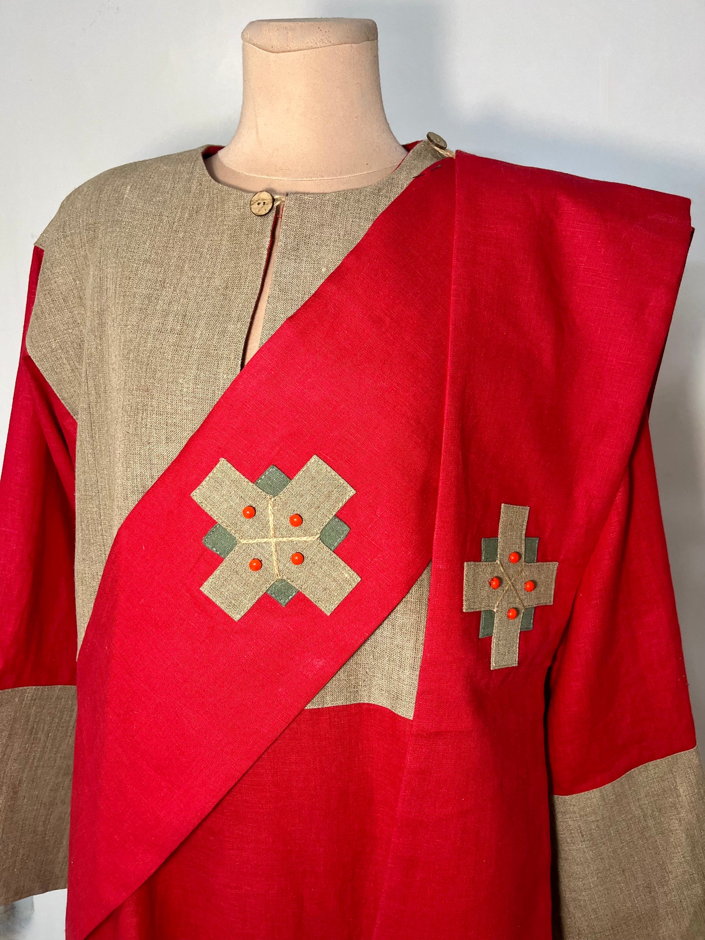 Protodeacon's sticharion made of 100% linen | Unique deacon's set of vestments | Orthodox vestments in Old Slavonic style | Linen alb