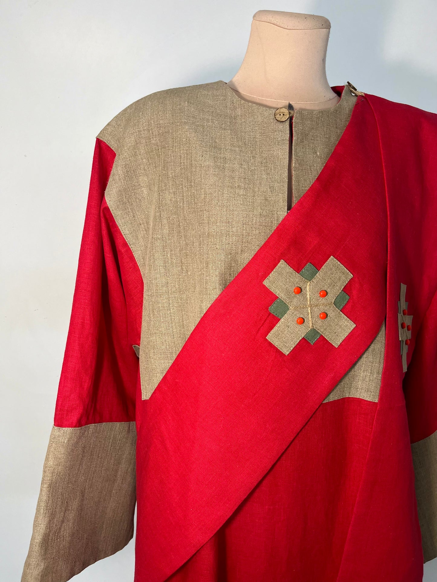 Protodeacon's sticharion made of 100% linen | Unique deacon's set of vestments | Orthodox vestments in Old Slavonic style | Linen alb