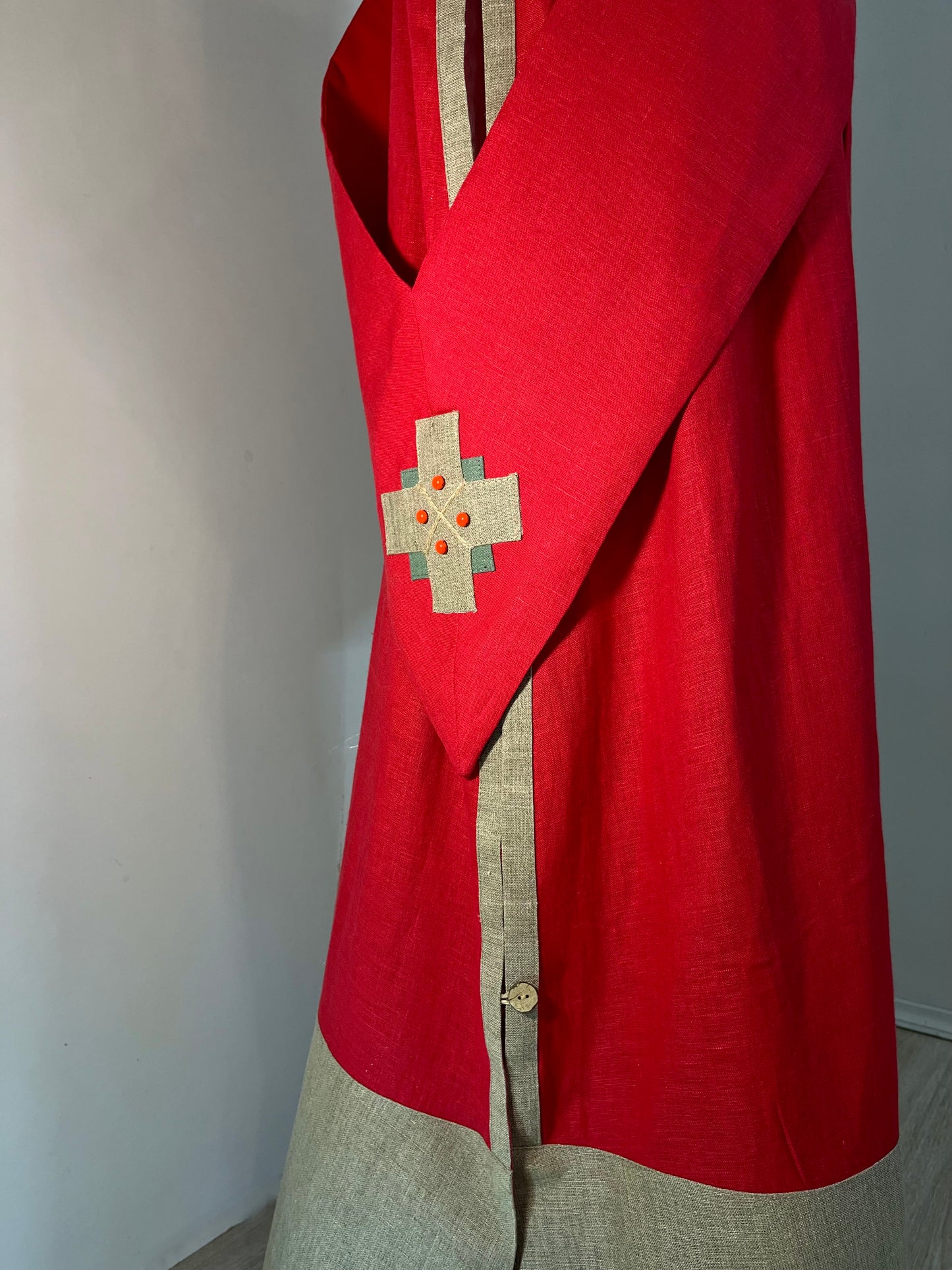 Protodeacon's sticharion made of 100% linen | Unique deacon's set of vestments | Orthodox vestments in Old Slavonic style | Linen alb