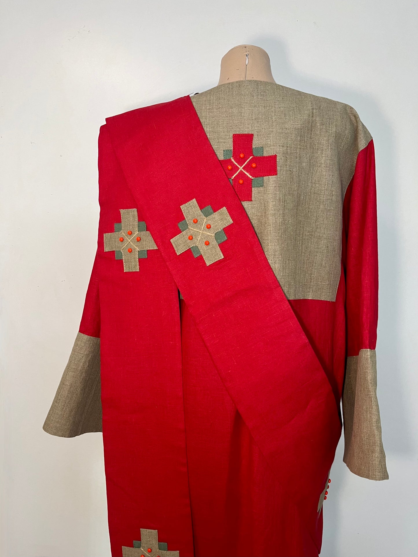 Protodeacon's sticharion made of 100% linen | Unique deacon's set of vestments | Orthodox vestments in Old Slavonic style | Linen alb