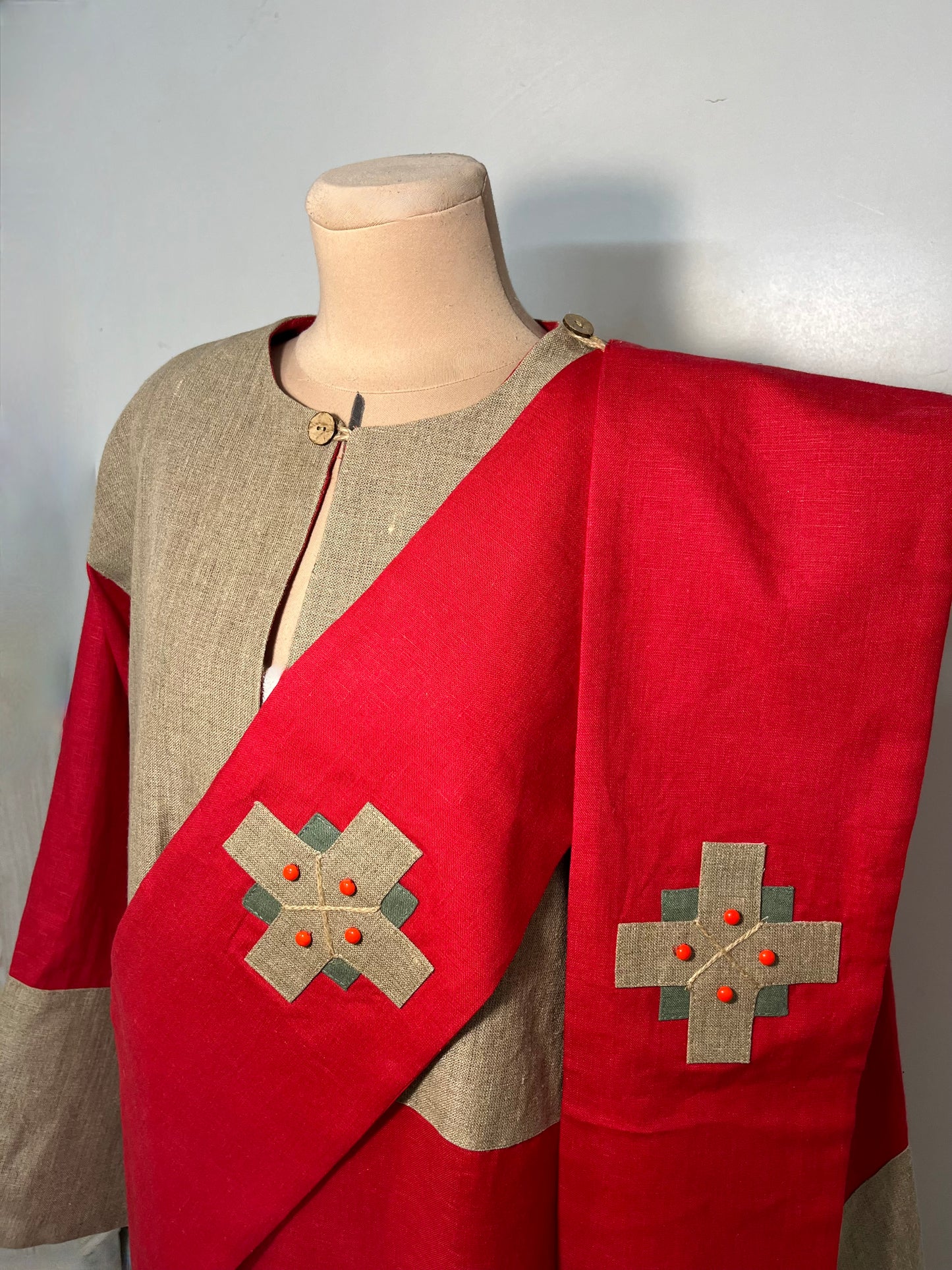 Protodeacon's sticharion made of 100% linen | Unique deacon's set of vestments | Orthodox vestments in Old Slavonic style | Linen alb