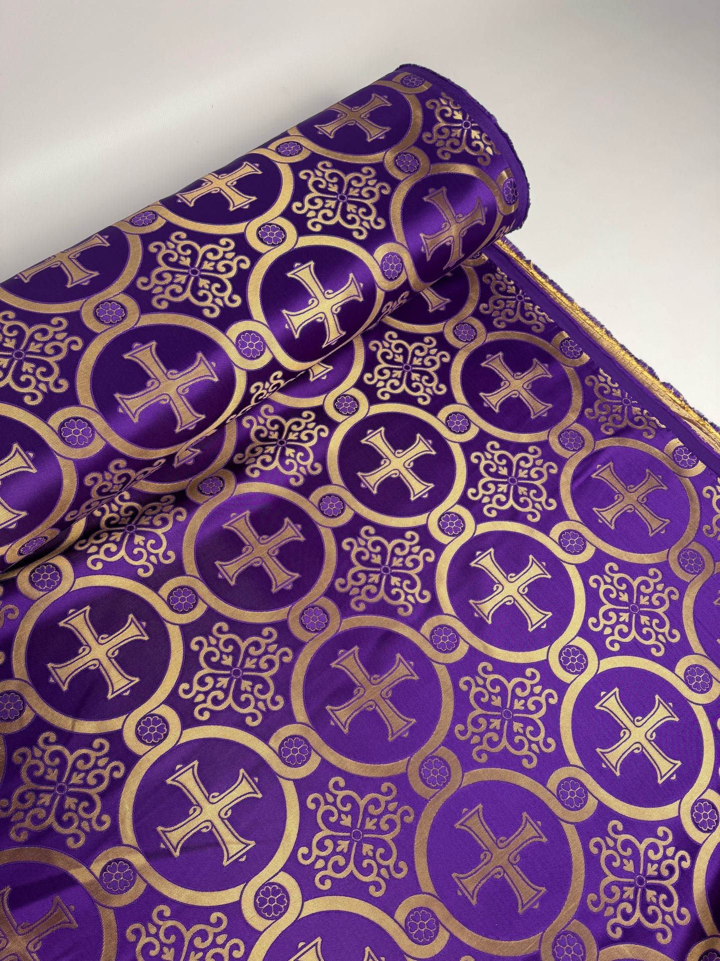 Purple fabric for vestments | Brocade for priests clothing | Liturgical fabric