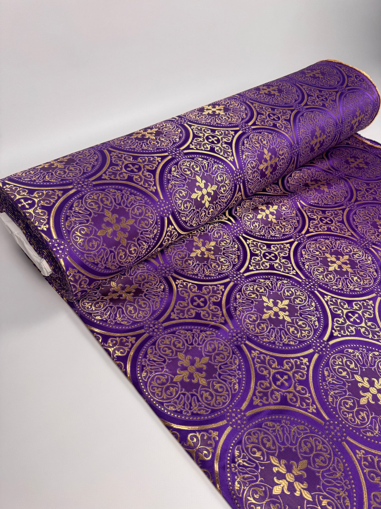 Purple fabric for vestments | Brocade for priests clothing | Liturgical fabric