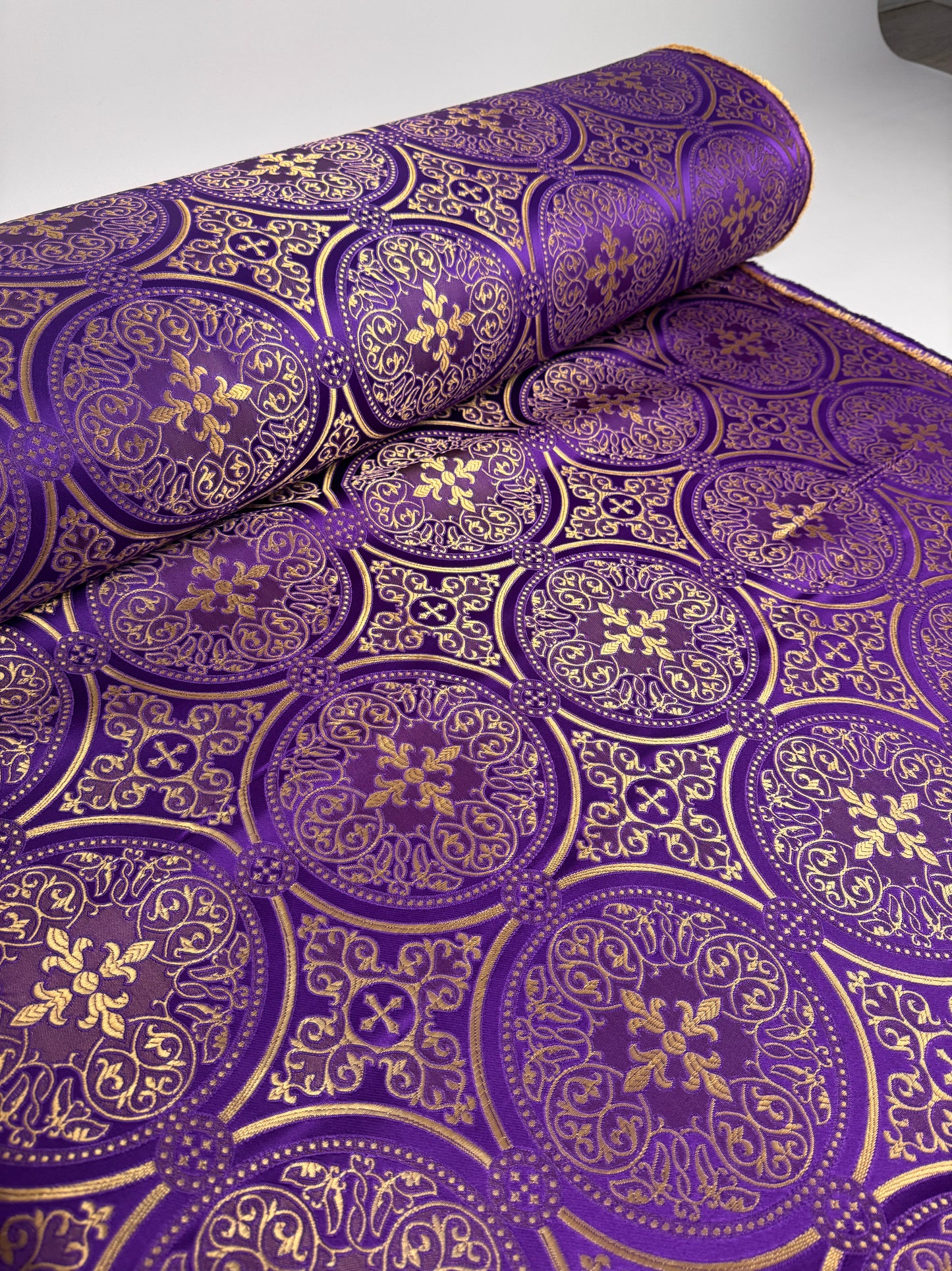 Purple fabric for vestments | Brocade for priests clothing | Liturgical fabric