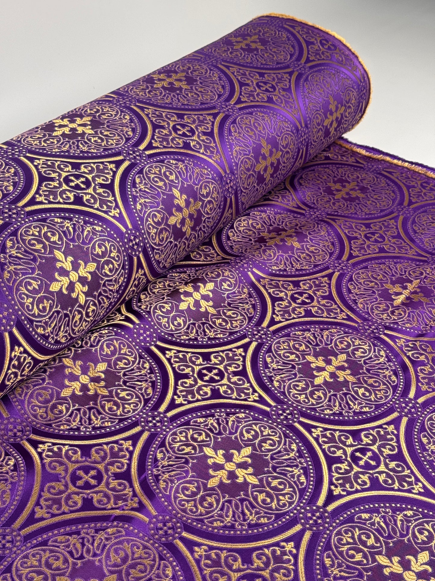 Purple fabric for vestments | Brocade for priests clothing | Liturgical fabric