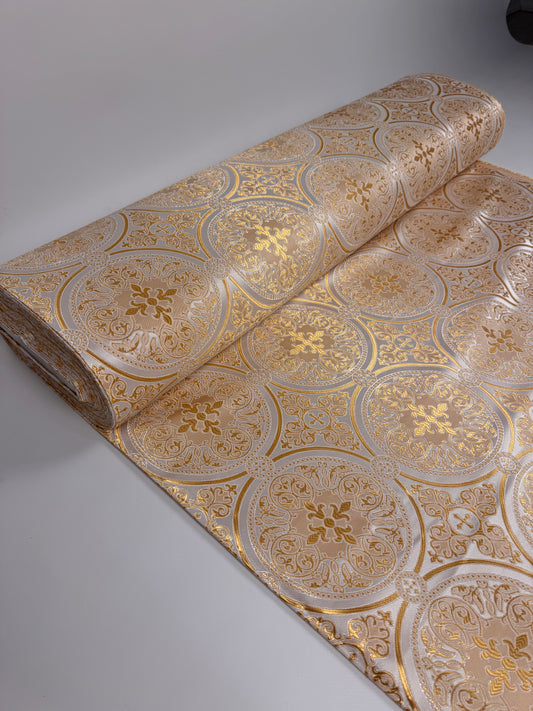 White gold fabric for vestments | Brocade for priests clothing | Liturgical fabric