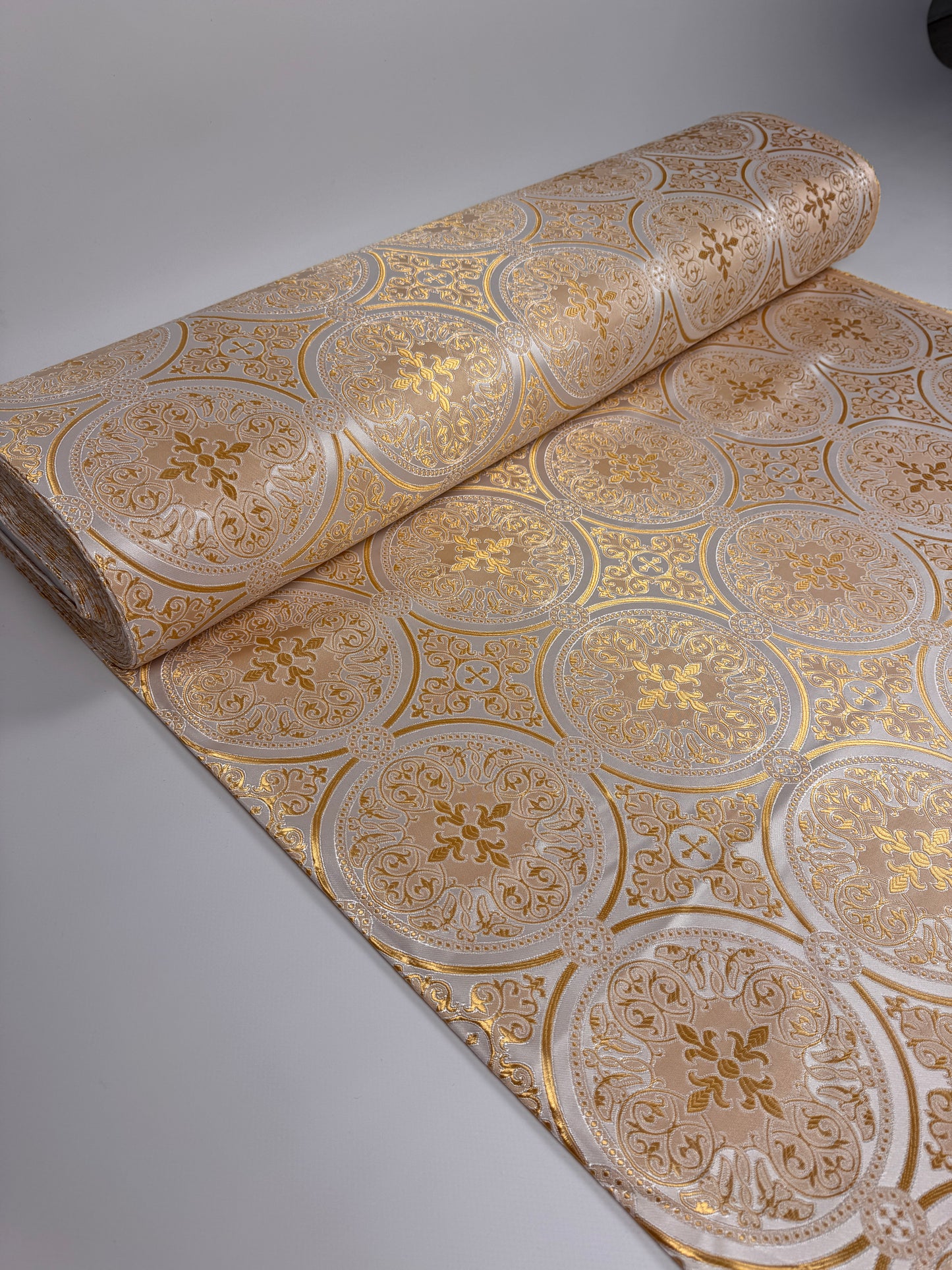 White gold fabric for vestments | Brocade for priests clothing | Liturgical fabric