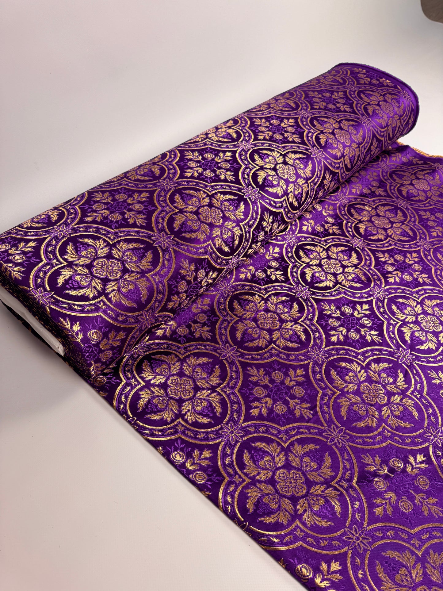 Purple fabric for vestments | Brocade for priests clothing | Liturgical fabric