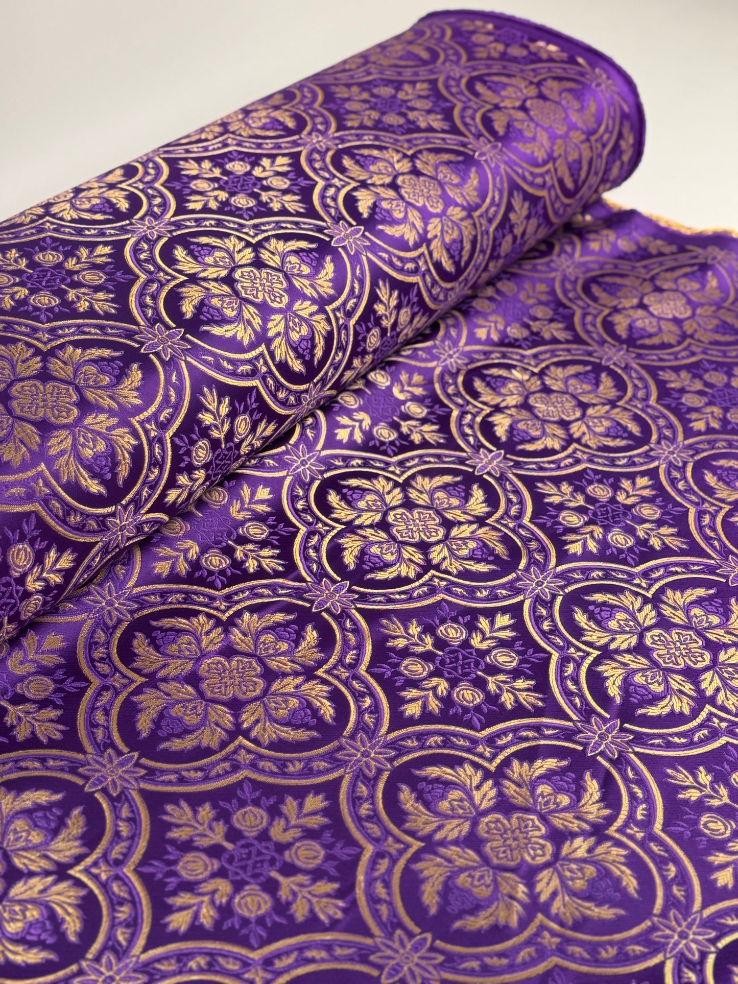 Purple fabric for vestments | Brocade for priests clothing | Liturgical fabric