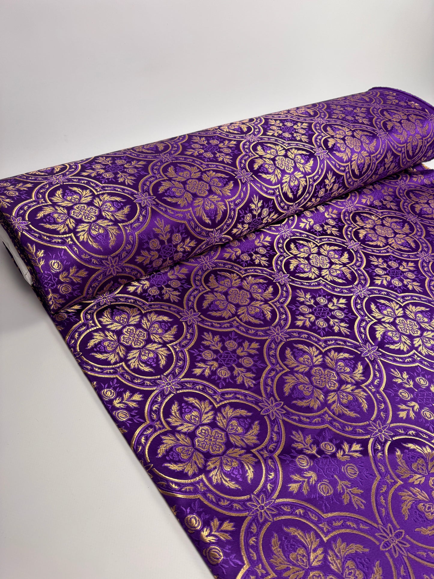 Purple fabric for vestments | Brocade for priests clothing | Liturgical fabric