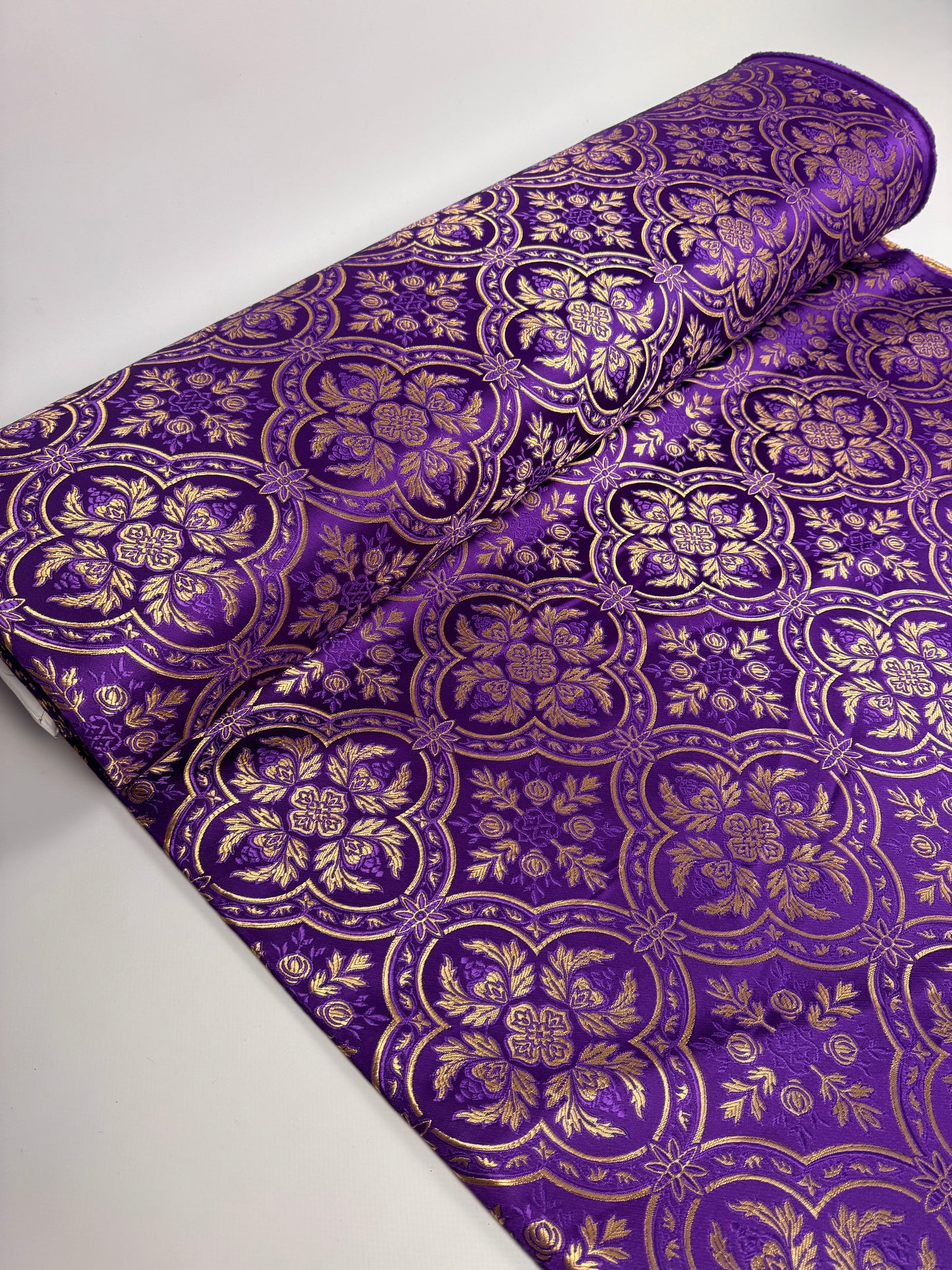 Purple fabric for vestments | Brocade for priests clothing | Liturgical fabric