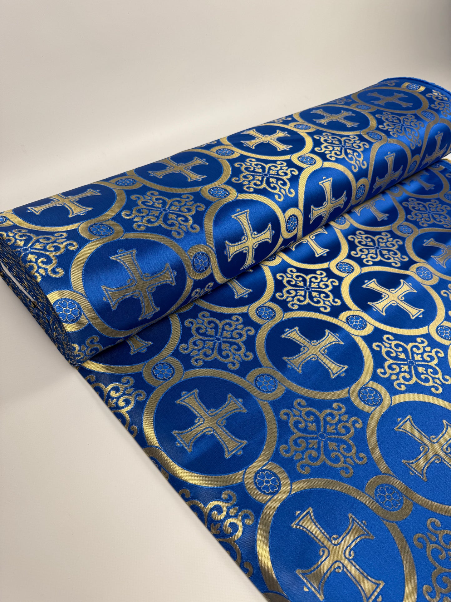 Blue fabric for vestments | Brocade for priests clothing | Liturgical fabric