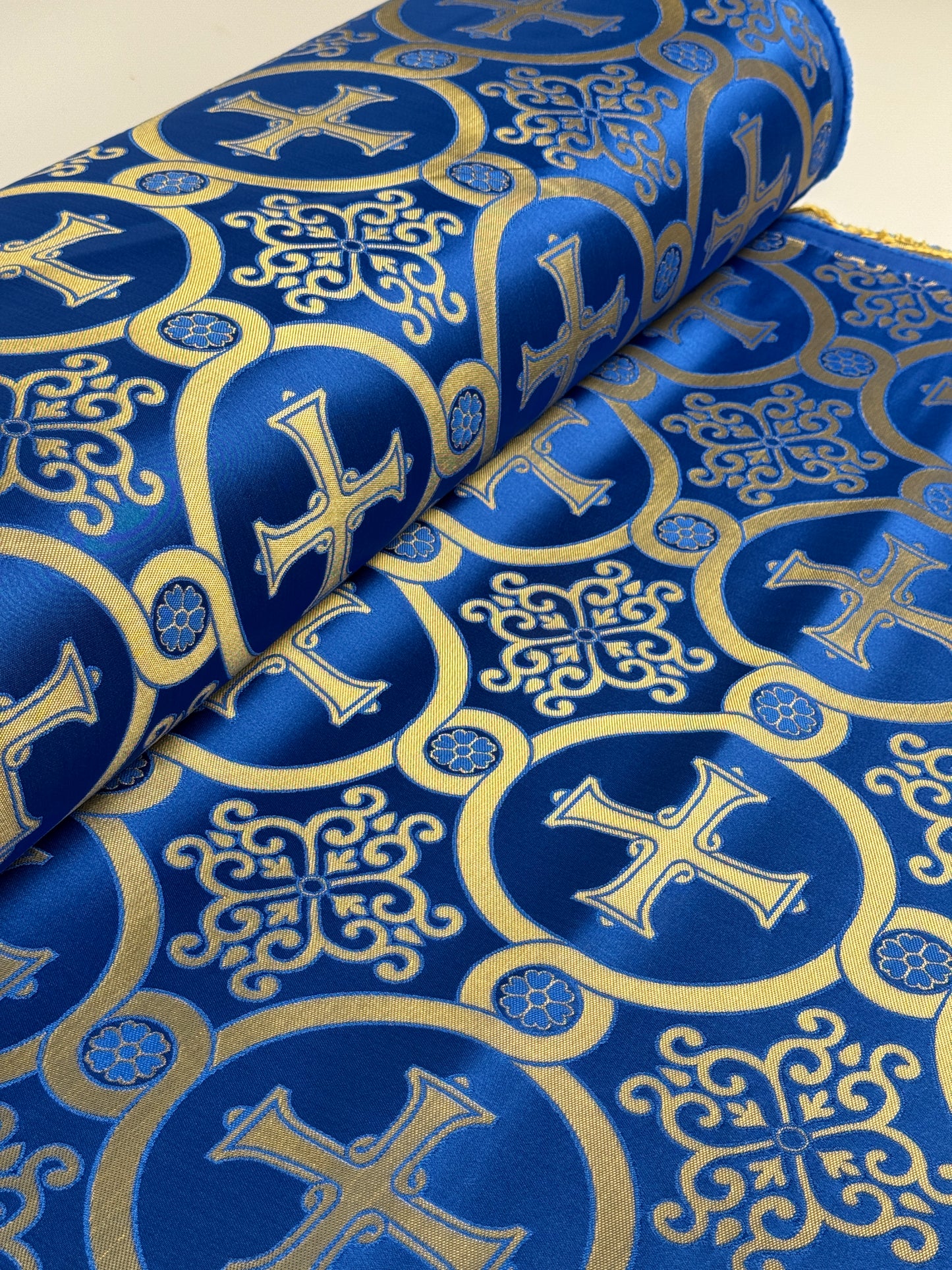 Blue fabric for vestments | Brocade for priests clothing | Liturgical fabric