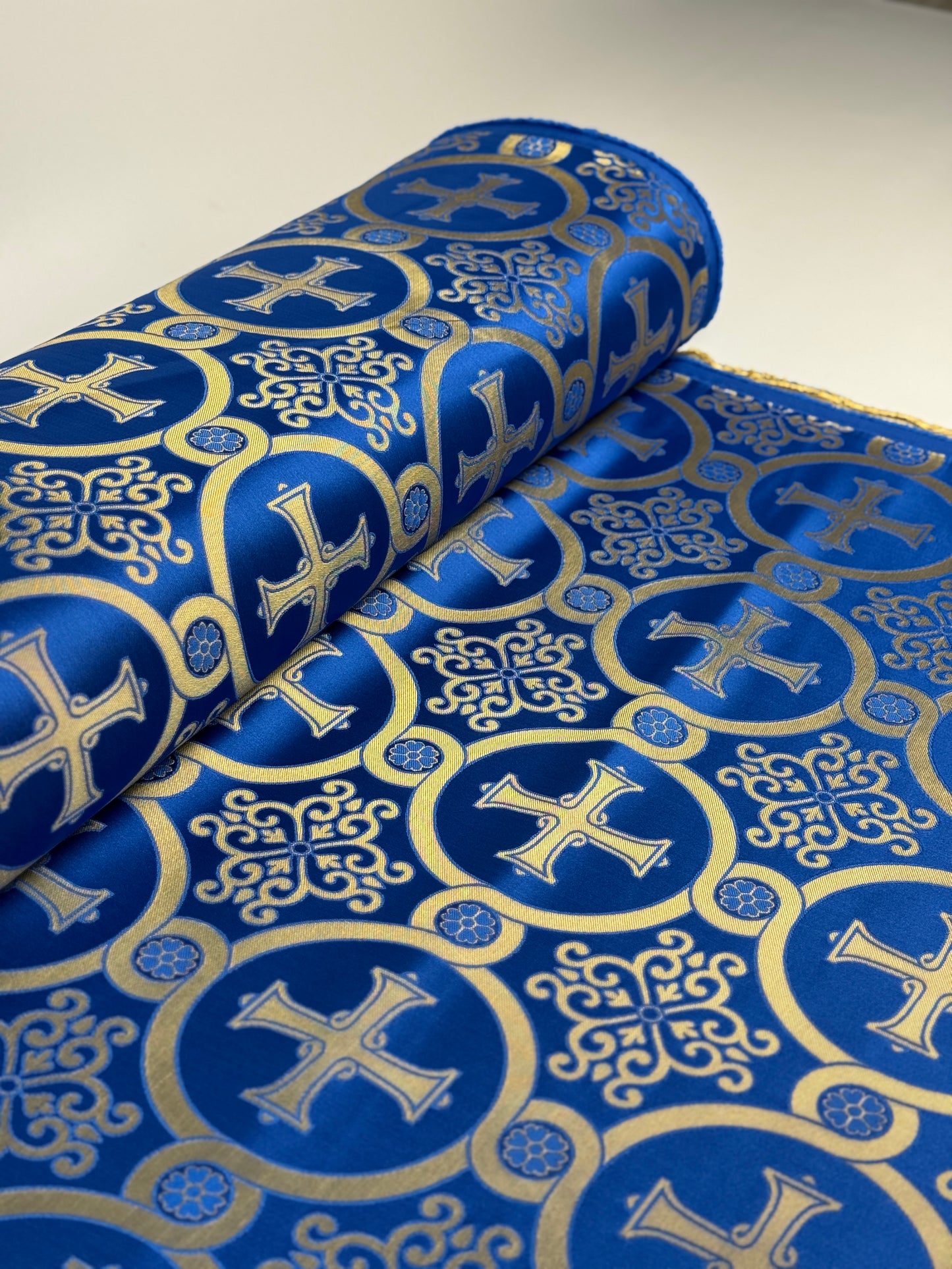 Blue fabric for vestments | Brocade for priests clothing | Liturgical fabric