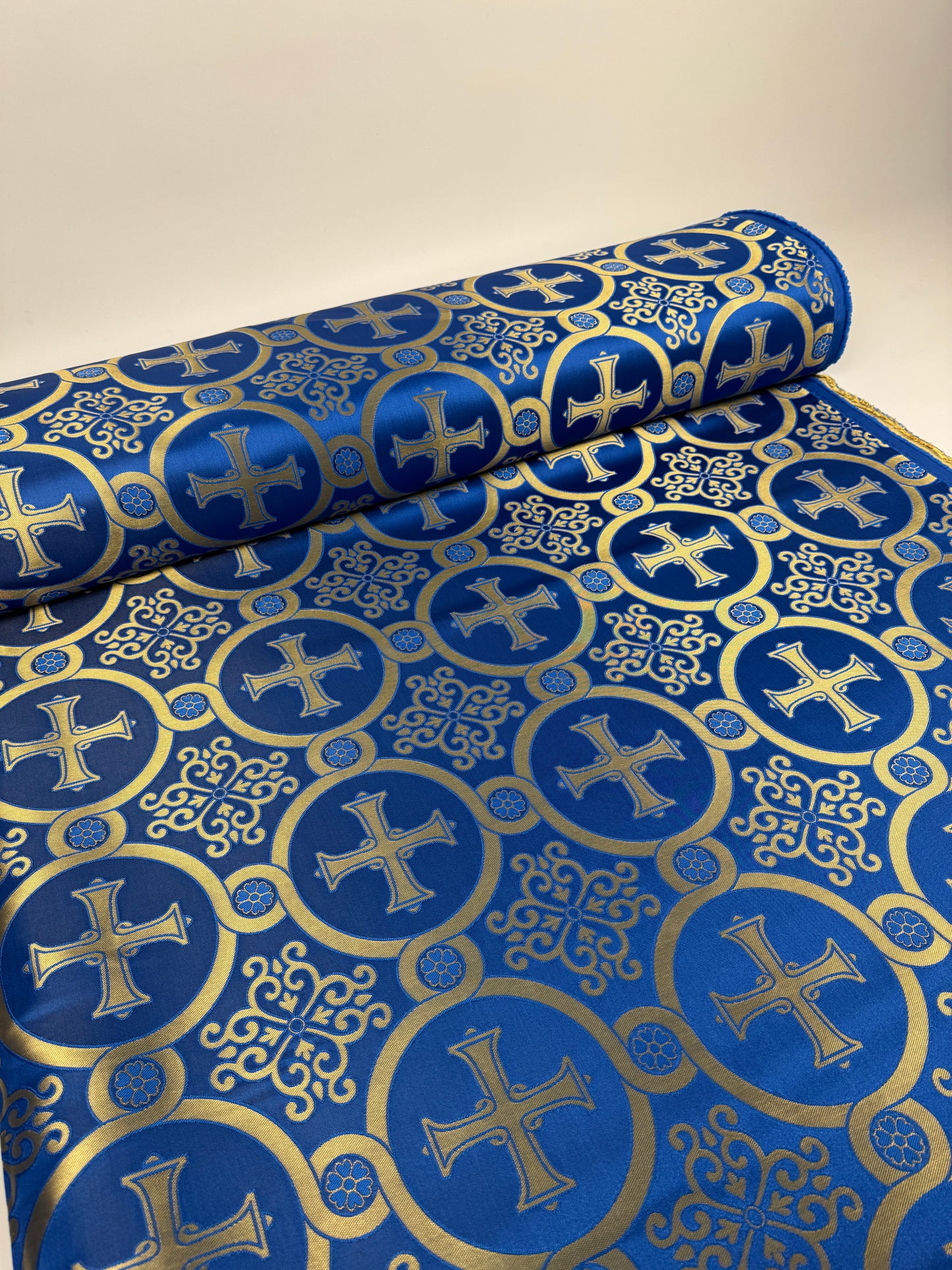 Blue fabric for vestments | Brocade for priests clothing | Liturgical fabric