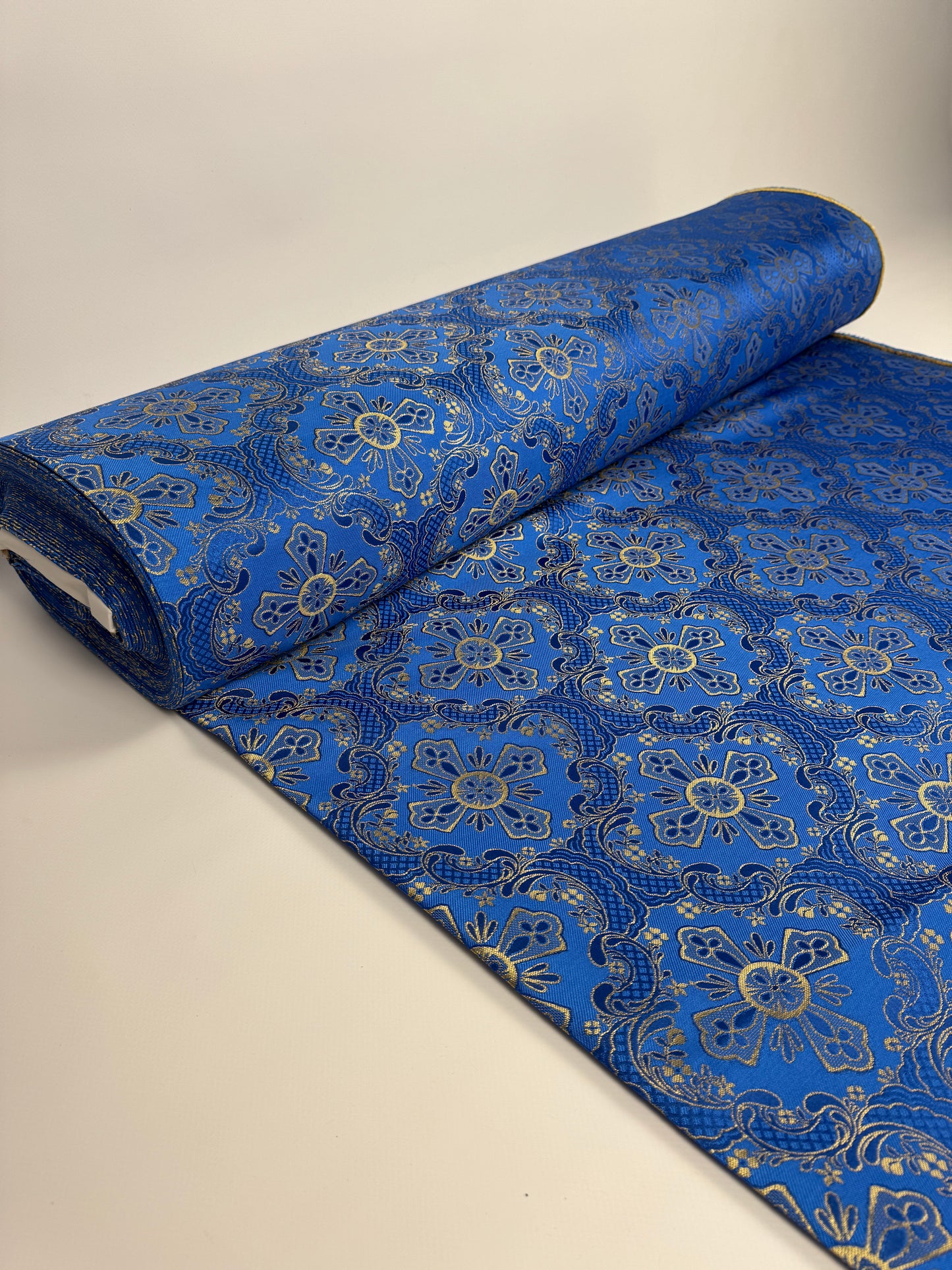 Blue fabric for vestments | Brocade for priests clothing | Liturgical fabric