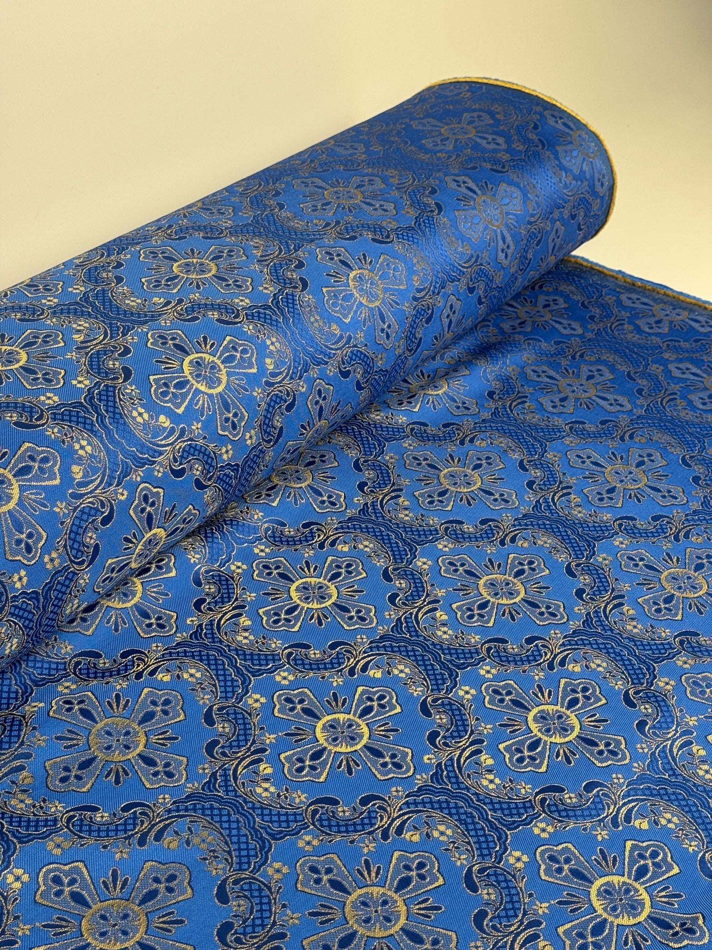 Blue fabric for vestments | Brocade for priests clothing | Liturgical fabric