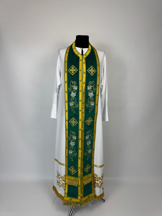 Green Orthodox Priest Epitrachelion and Cuffs | Embroidered Velvet Set