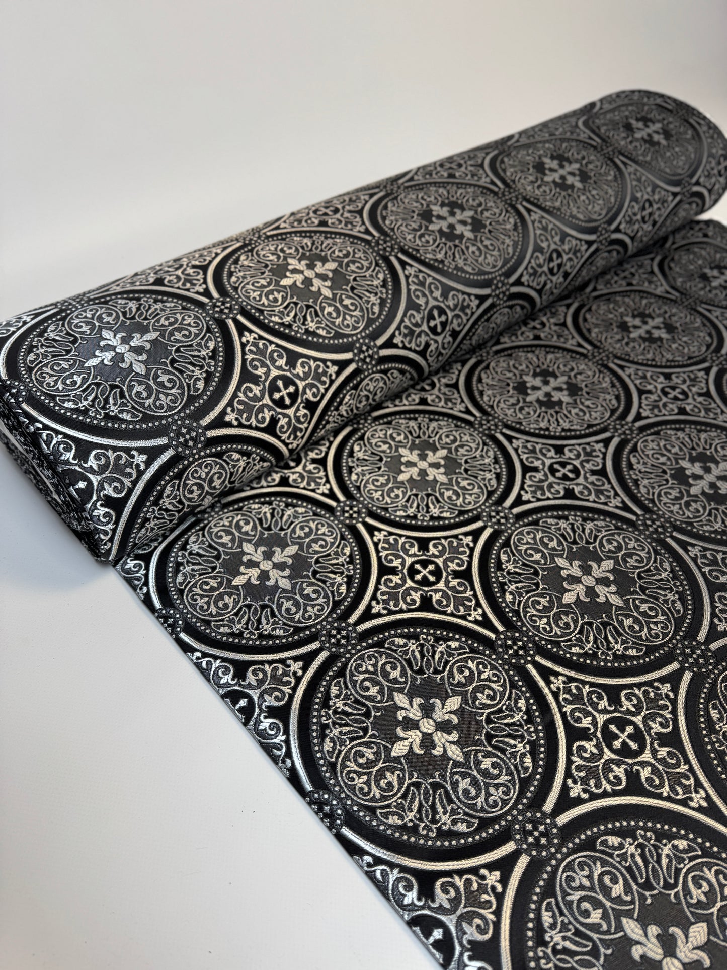 Black/Silver Liturgical fabric | Brocade