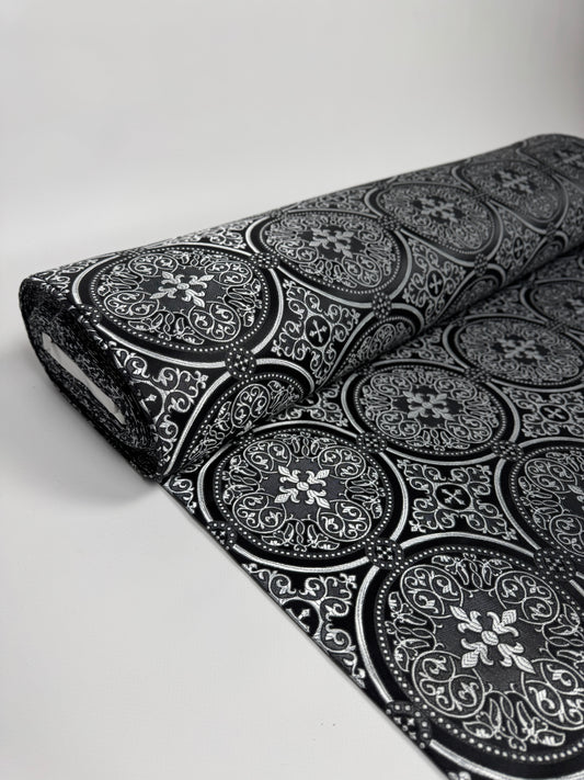 Black/Silver Liturgical fabric | Brocade