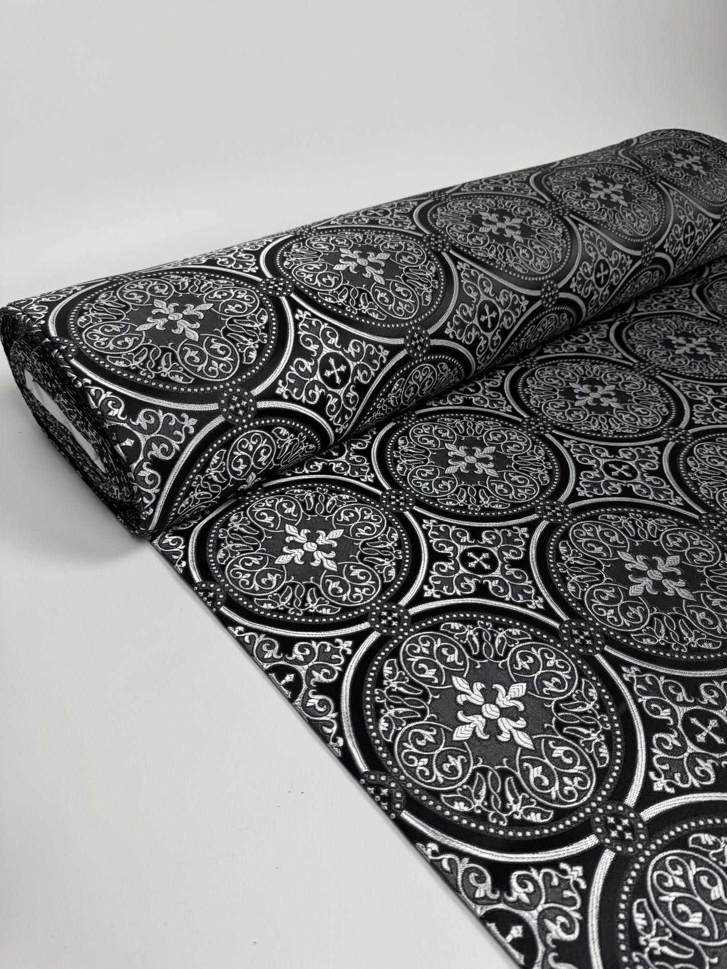 Black/Silver Liturgical fabric | Brocade