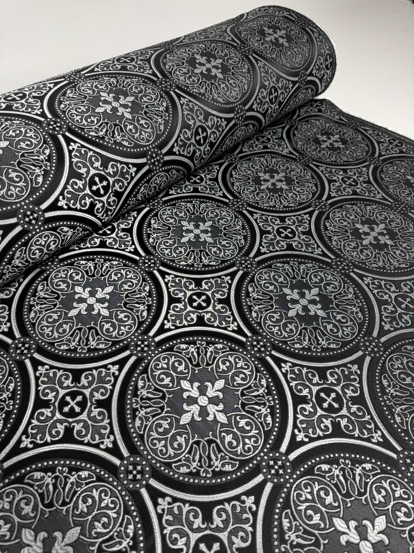 Black/Silver Liturgical fabric | Brocade