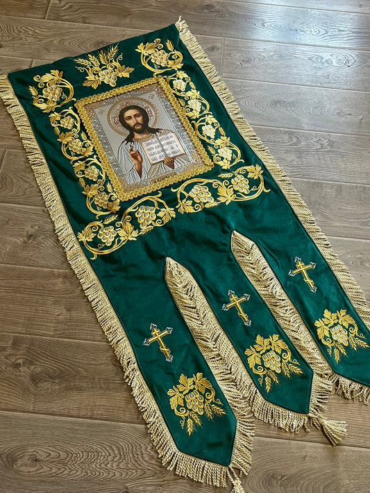Embroidered Gonfalons of Jesus Christ and the Mother of God | Orthodox Church’s Banner | hanging flag | banner | gift for church