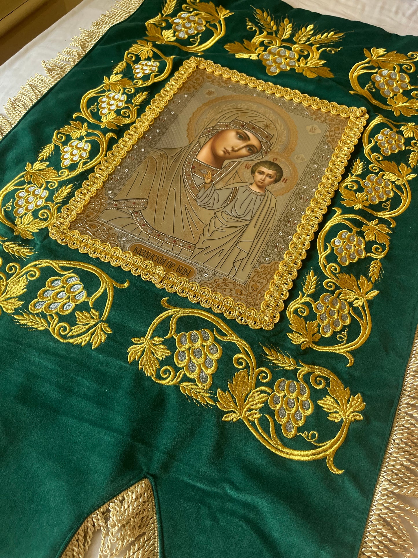 Embroidered Gonfalons of Jesus Christ and the Mother of God | Orthodox Church’s Banner | hanging flag | banner | gift for church
